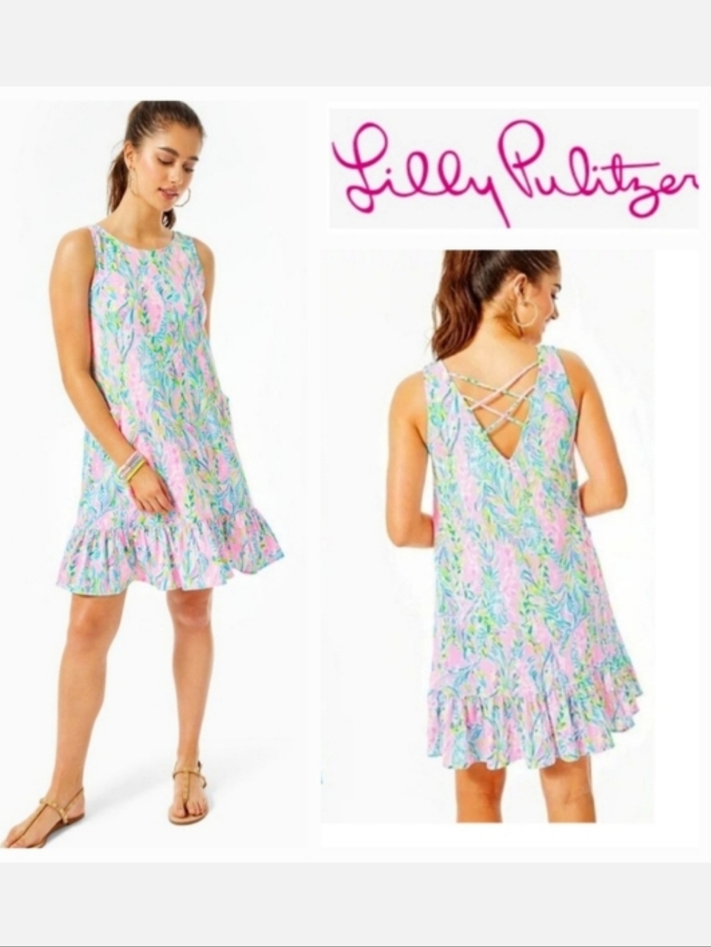Lilly Pulitzer Kristen Shift Dress Flounce Unicorn of the Sea Print Sz XS-S